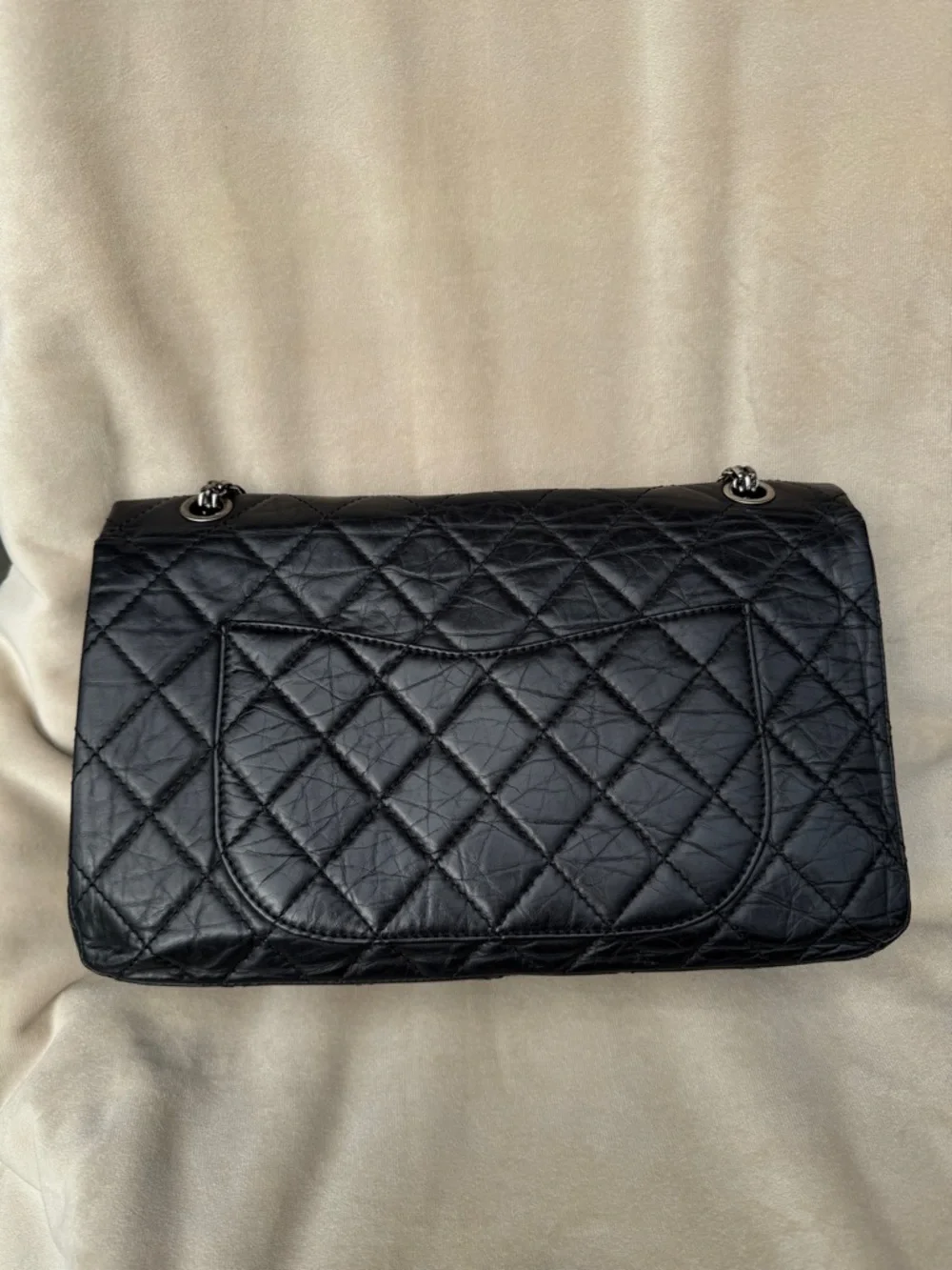 CHANEL Reissue 227 Maxi Double Flap Black Calfskin Silver HW 2008 Vintage 2.55 - Picture 4 of 14